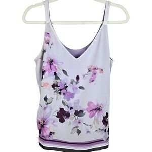 White House Black Market Floral Tank Top Purple Lavender Summer Blouse
